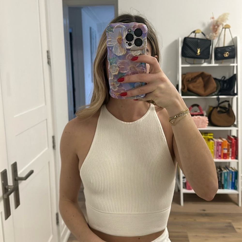 Sculpt Knit Racer Cropped Tank